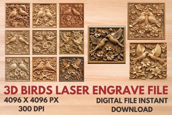 3d Birds Laser Engrave File