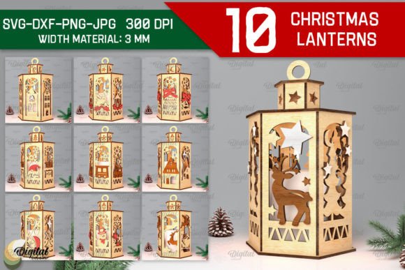 3D Christmas Lanterns Laser Cut Bundle
