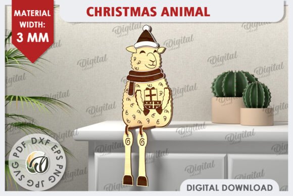 3D Christmas Sheep Laser Cut Design: Festive Crafting