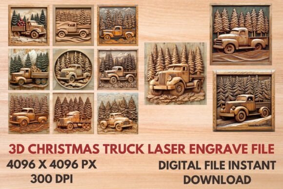3D Christmas Truck Laser Engrave File for Festive Crafts