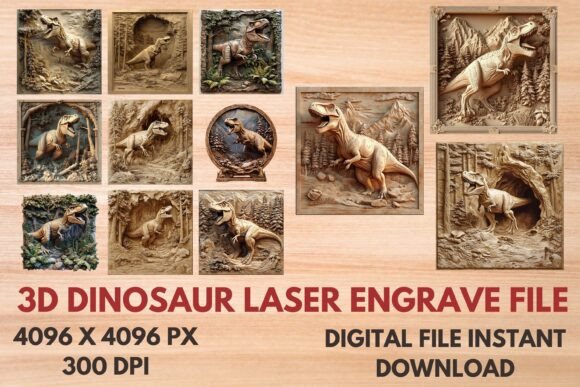 3d Dinosaur Laser Engrave File: Creative Design Asset