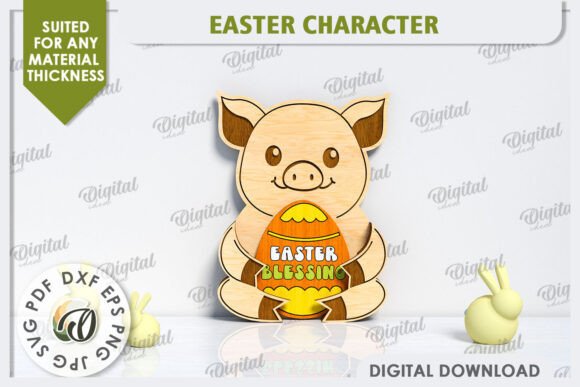 3D Easter Pig Laser Cut: Unique Holiday Decor Designs