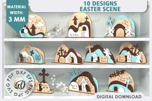 3D Easter Scene Laser Cut Bundle
