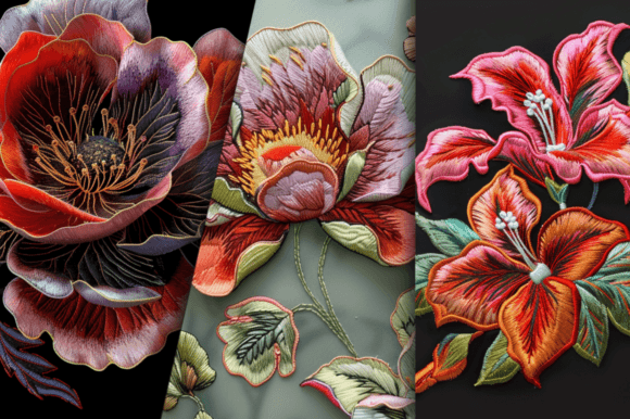 3D Embroidered Flower Digital Papers: Elevate Your Designs