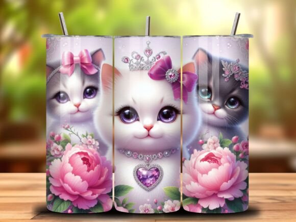 3D Floral Cat 20oz Tumbler Wrap Vol.2