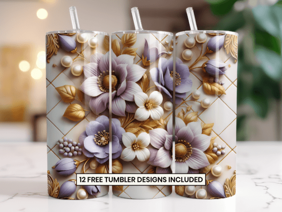 3D Floral Tumbler Wrap – Garden Reverie: Elevate Your Creations