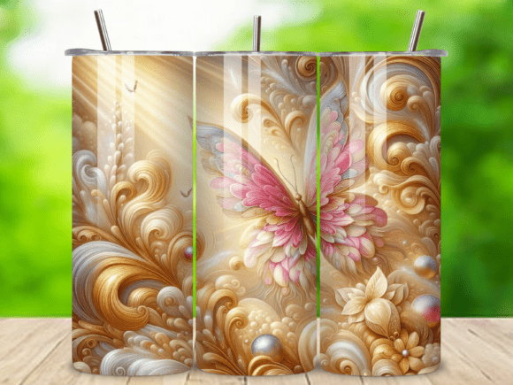 3D Gold Pink Butterfly 20oz Tumbler Wrap: Elevate Your Creations