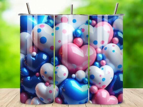 3D Heart Valentine 20oz Tumbler Wrap V.1: A Stunning Design for Your Creations