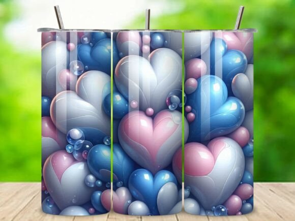 3D Heart Valentine 20oz Tumbler Wrap V,9: A Creative Design Asset