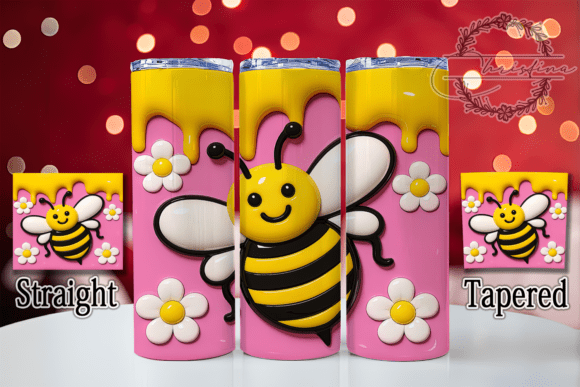 3D Inflated Pink Bee Pollinator Tumbler Design Download