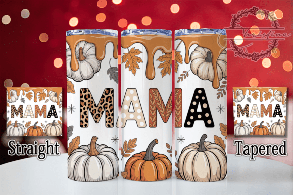 3D Puffy Fall Mama Tumbler Wrap Design