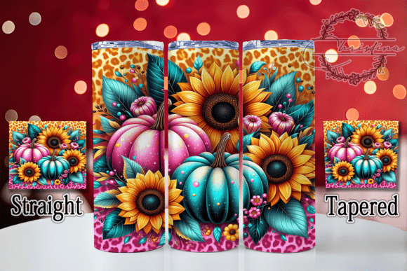 3D Puffy Pumpkin Fall Tumbler Wrap for 20oz Skinny Tumblers
