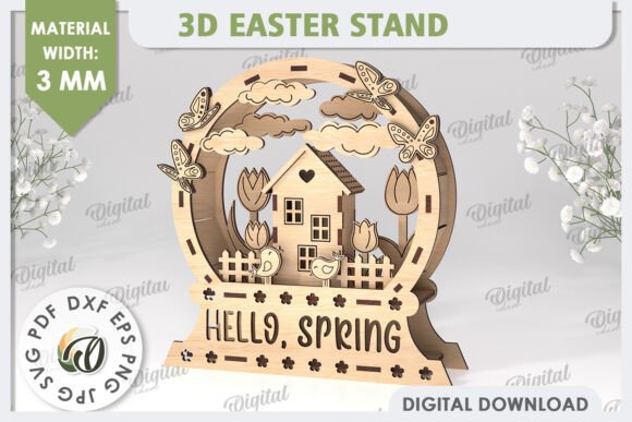 3D Spring Decor Laser Cut: Your Easter Stand Design