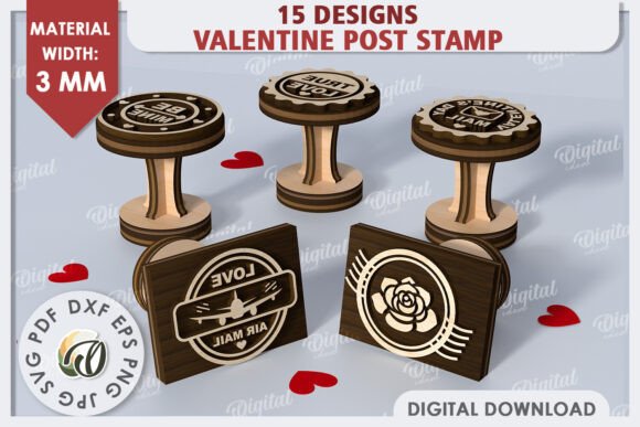 3D Valentine Stamps Laser Cut Bundle: A Creative Design Asset