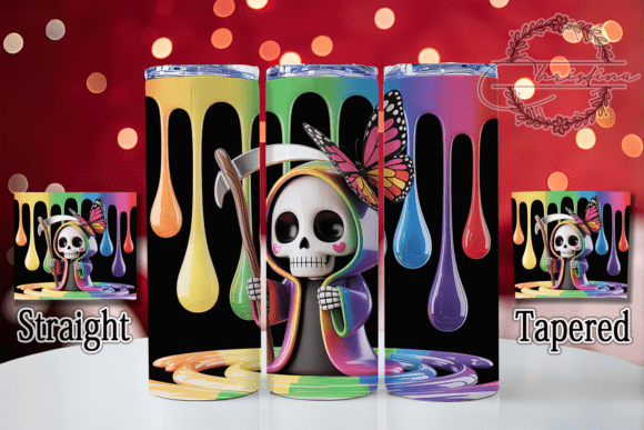 3D Zombie Cute Skulls Halloween Tumbler Design