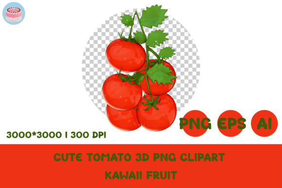 Adorable Cute Tomato 3D PNG Clipart for Kawaii Designs