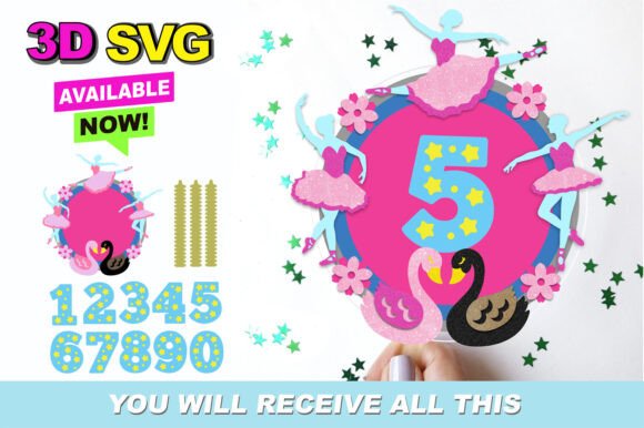 Elegant Ballerinas & Swans: 3D Cake Topper SVGs