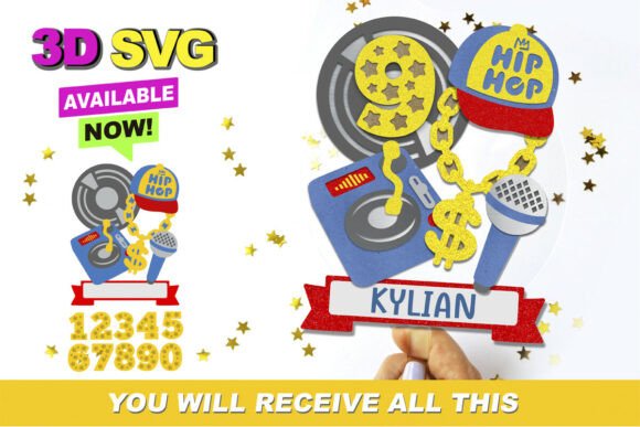 Hip Hop Cake Topper 3D SVG: Instant Download Design Files