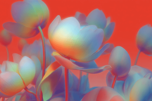 Holographic 3D Floral Texture: A Modern Design Asset