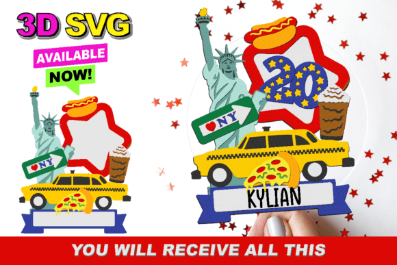 New York Cake Topper 3D SVG: Instant Download
