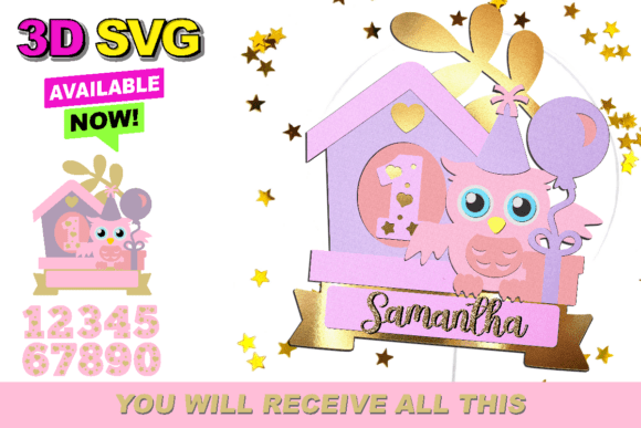 Owl Cake Topper 3D SVG