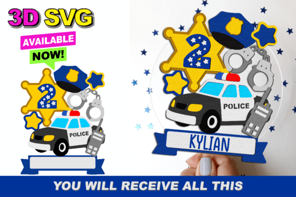 Police Cake Topper 3D SVG: Bold Graphics for Celebrations