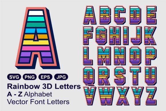 Rainbow 3D Letters: Colorful A-Z Vector Alphabet