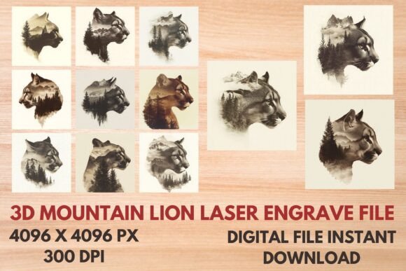 Stunning 3D Mountain Lion Laser Engrave Design